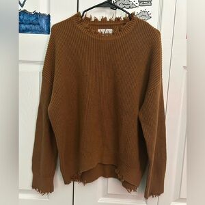 🤎 Chelsea Deboer by Lily & Lottie frayed Hem Sweater